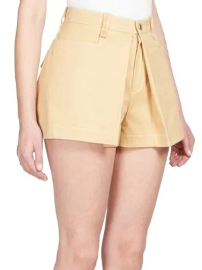 Shop Chloé Cotton Pleat-front Shorts In Quiet Brown