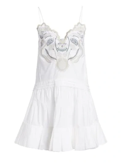 Shop Chloé Embroidered Cotton Voile Dress In White