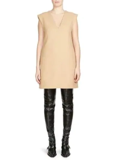 Shop Chloé Double-faced Wool Shift Dress In Barley Brown