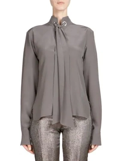 Shop Chloé Silk Tie-neck Blouse In Confident Grey
