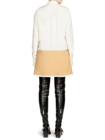 Shop Chloé Long-sleeve Two-tone Dress In Butter Cream