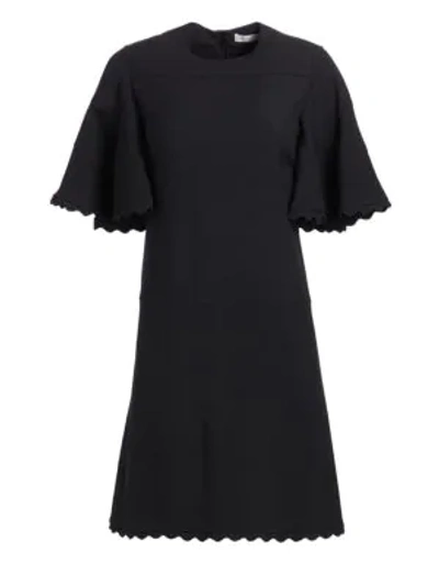 Shop Chloé Cady Flutter-sleeve Dress In Black