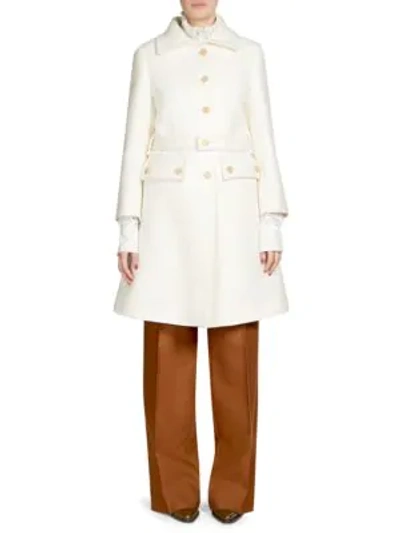 Shop Chloé Iconic Button-front Wool Coat In Iconic Milk