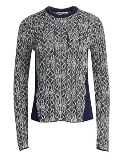 Shop Chloé Metallic Jacquard Knit Sweater In Multicolor Blue