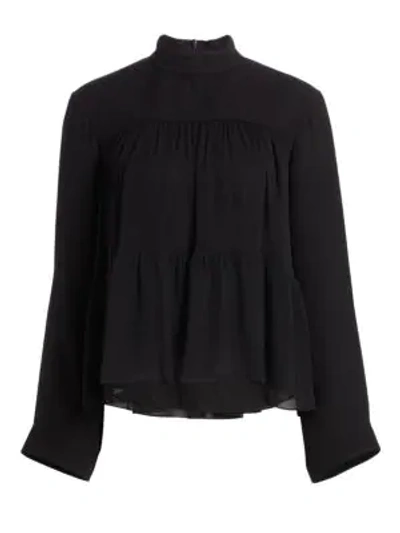 Shop Chloé Silk Mousseline Blouse In Black
