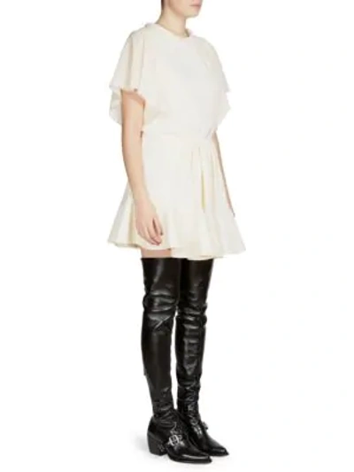 Shop Chloé Cady Flutter-sleeve Dress In Pearl