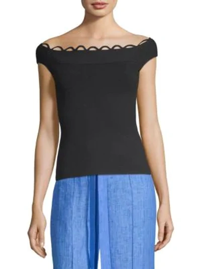 Shop Milly Eyelet Shell Top In Black