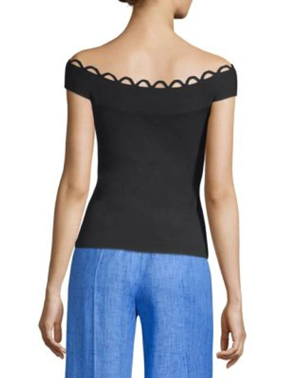 Shop Milly Eyelet Shell Top In Black