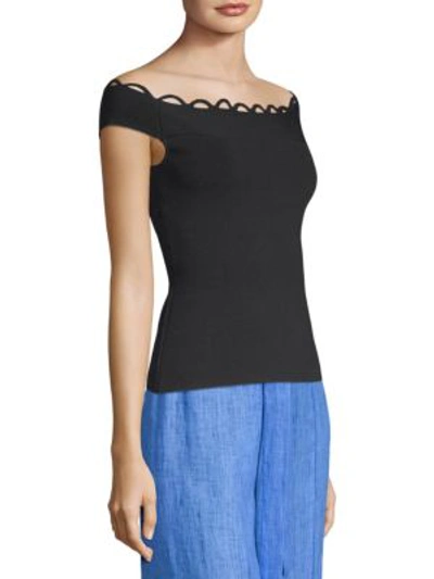 Shop Milly Eyelet Shell Top In Black