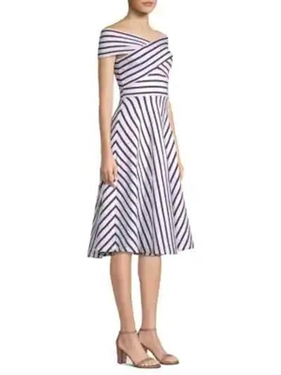 Shop Milly Rivera Stripe Knit Dress In White Black