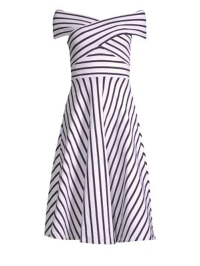 Shop Milly Rivera Stripe Knit Dress In White Black