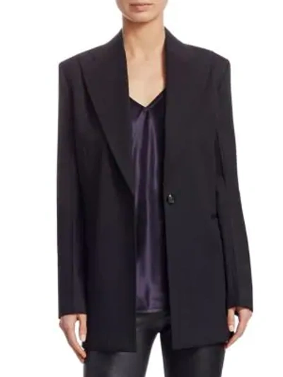 Shop Helmut Lang Wool Button-front Blazer In Black