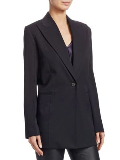 Shop Helmut Lang Wool Button-front Blazer In Black