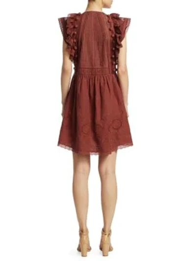 Shop Sea Sofie Pompom & Lace Trim Dress In Clay