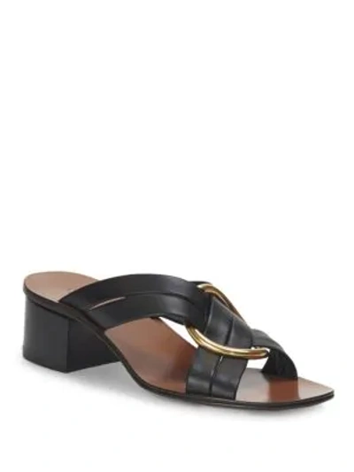 Shop Chloé Rony Criss Cross Leather Mules In Black