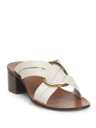 Shop Chloé Rony Criss Cross Leather Mules In Cloudy White