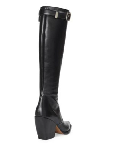 Shop Chloé Rylee Buckle Leather Knee-high Boots In Black