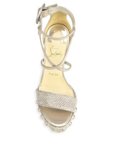 Shop Christian Louboutin Chocazeppa 120 Wedge Sandals In Natural