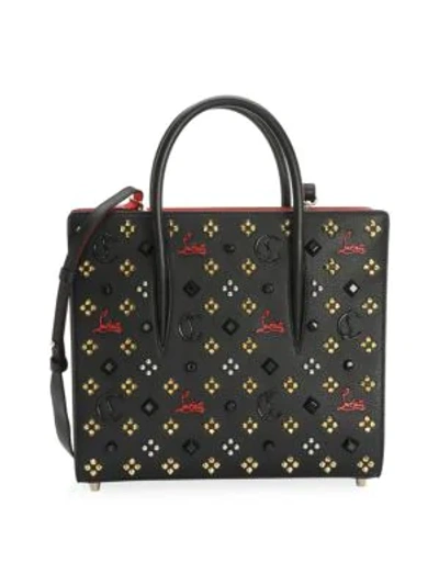 Shop Christian Louboutin Medium Paloma Studded Leather Tote In Red
