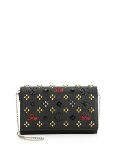 Shop Christian Louboutin Paloma Studded Leather Clutch In Red