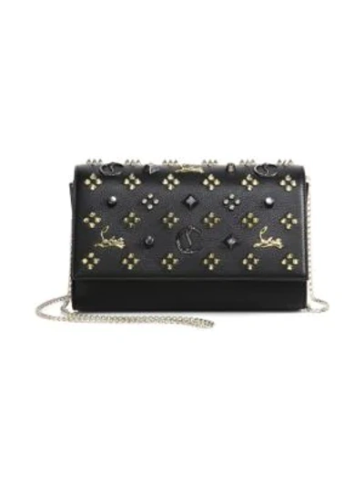 Shop Christian Louboutin Paloma Studded Leather Clutch In Red