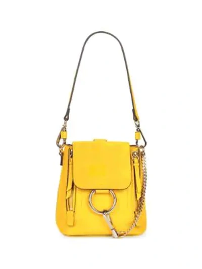 Shop Chloé Mini Faye Leather & Suede Backpack In Yellow