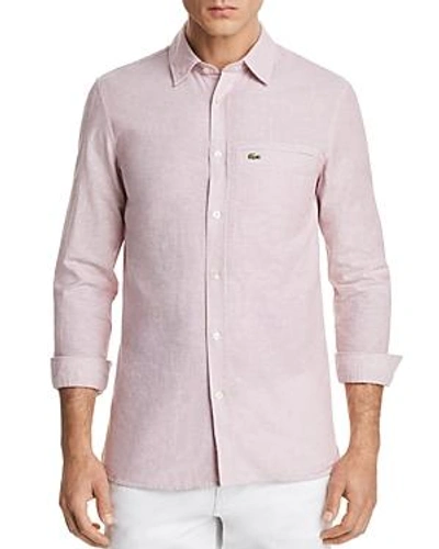 Shop Lacoste Seersucker Button-down Shirt In Wine