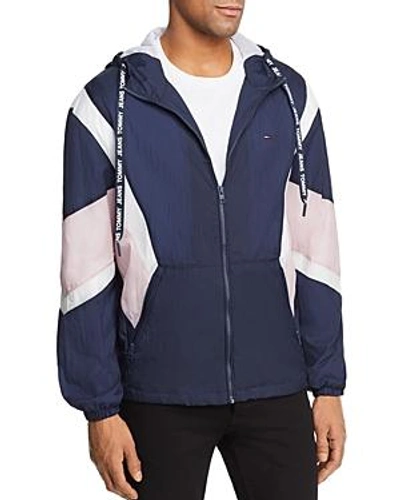 Shop Tommy Hilfiger Tommy Jeans Color-blocked Hooded Jacket In Black Iris / Multi