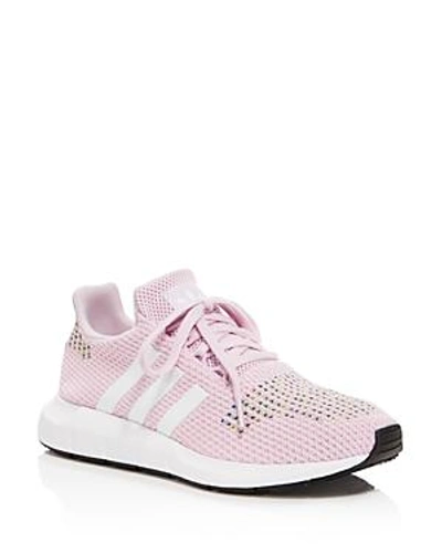 Shop Adidas Originals Women's Swift Run Knit Lace Up Sneakers In Pink