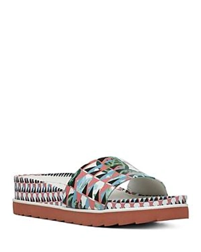 Shop Donald Pliner Women's Cava Printed Leather Wedge Slide Sandals In White
