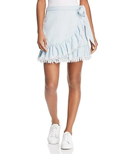 Shop Blanknyc Ruffled Chambray Wrap Skirt In Cloud Cover