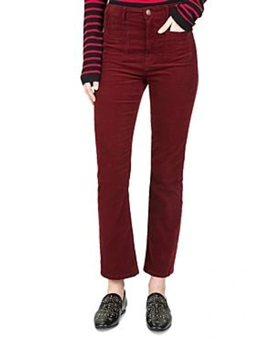 Shop The Kooples Cropped Velvet Pants In Burgundy