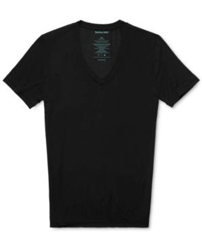 Shop Tommy John Men's Deep V-neck Stay Tucked Undershirt In Black