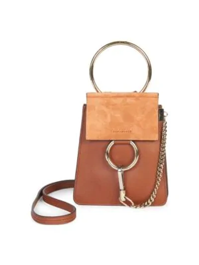 Shop Chloé Mini Faye Leather Bracelet Bag In Classic Tobacco