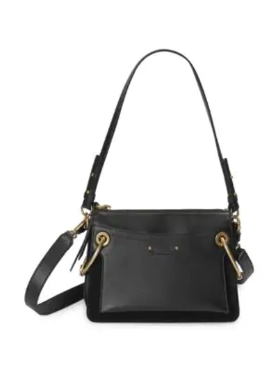 Shop Chloé Mini Roy Leather Crossbody Bag In Black