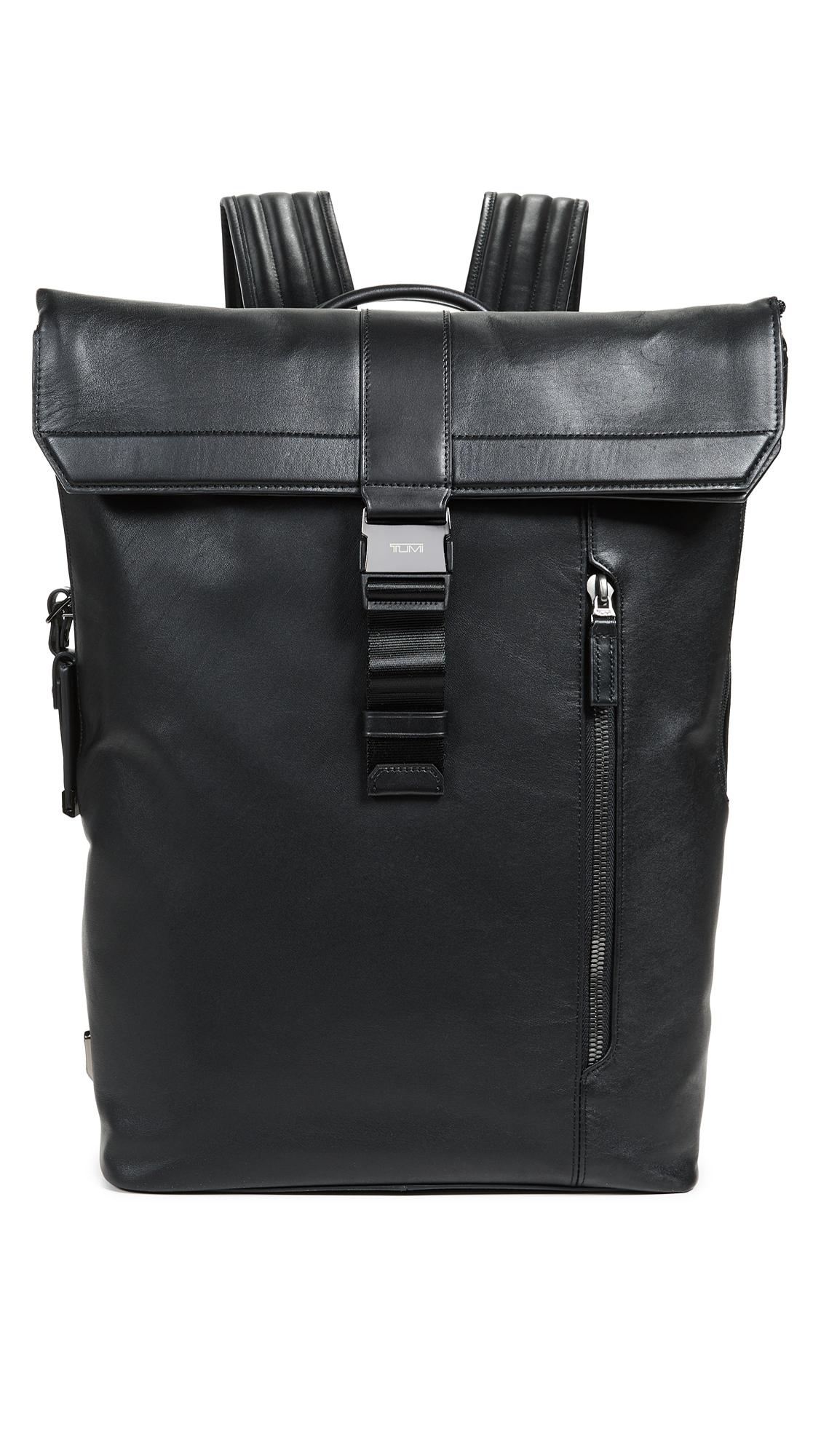 black fold over backpack