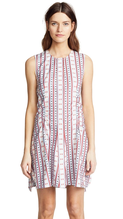 Shop Carven Stripes & Squares Jacquard Flared Dress In Multi