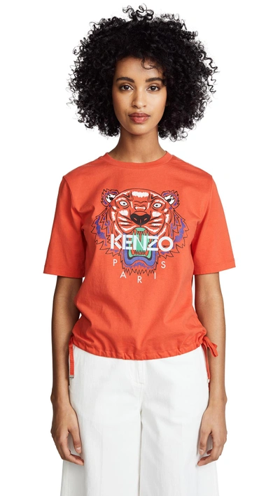 Shop Kenzo Tiger Drawstring T-shirt In Medium Red