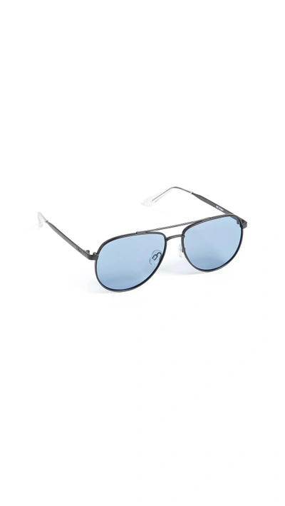 Shop Le Specs Hard Knock Sunglasses In Matte Navy/blue Smoke Mono