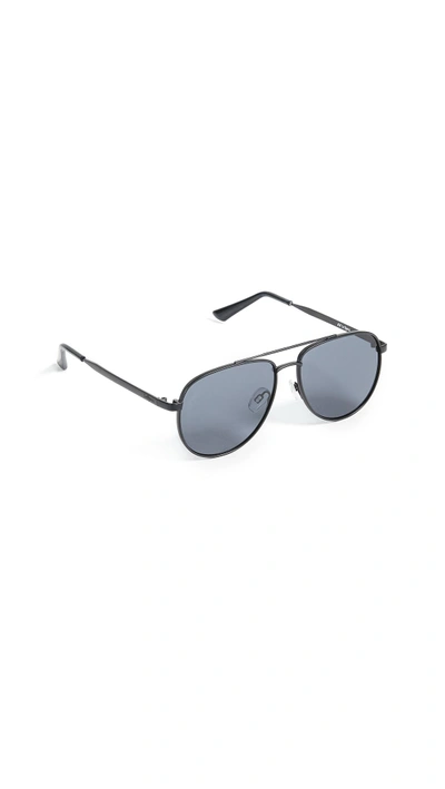 Shop Le Specs Hard Knock Sunglasses In Matte Black/smoke Mono