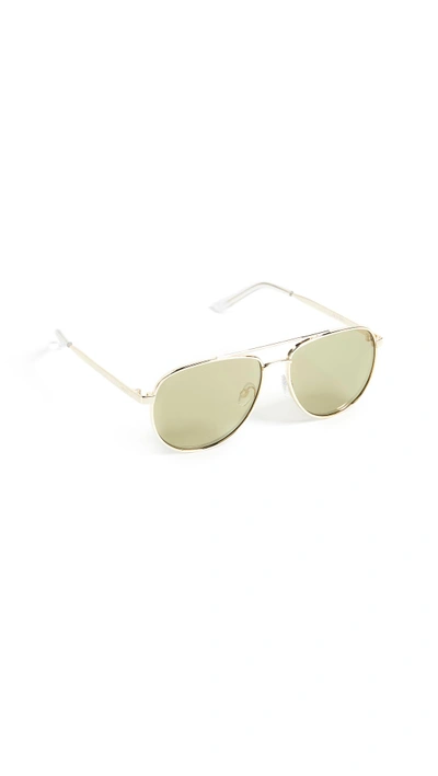Shop Le Specs Hard Knock Sunglasses In Bright Gold/khaki Tint Flash