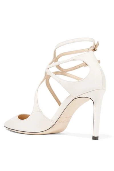 Shop Jimmy Choo Lancer 85 Patent-leather Pumps In White