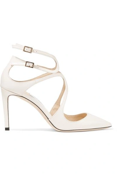 Shop Jimmy Choo Lancer 85 Patent-leather Pumps In White