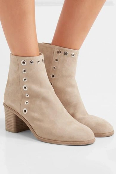 Shop Rag & Bone Willow Embellished Suede Ankle Boots In Beige