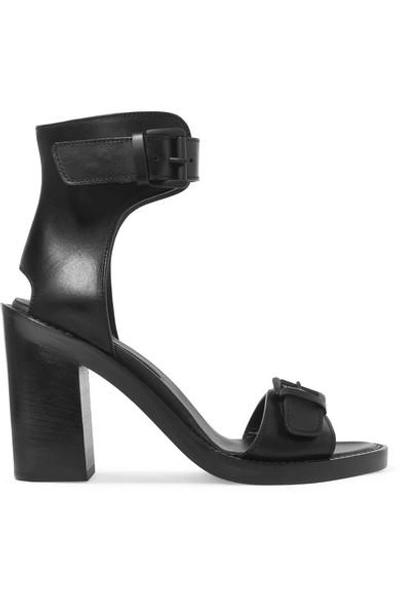 Shop Ann Demeulemeester Buckled Leather Sandals In Black