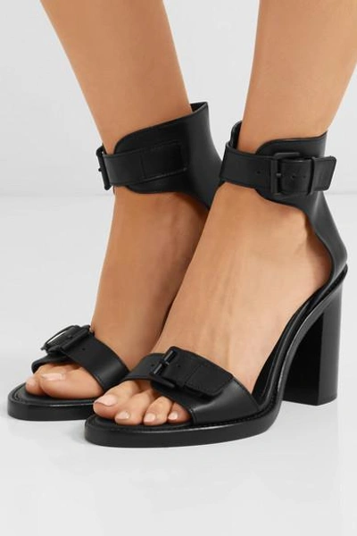 Shop Ann Demeulemeester Buckled Leather Sandals In Black
