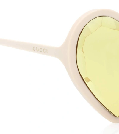 Shop Gucci Heart-frame Acetate Sunglasses In Yellow