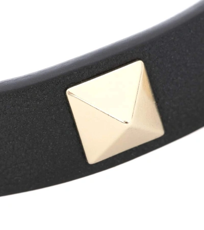 Shop Valentino Rockstud Leather Bracelet In Black