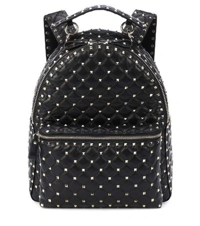 Shop Valentino Rockstud Spike Leather Backpack In Black