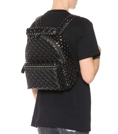 Shop Valentino Rockstud Spike Leather Backpack In Black